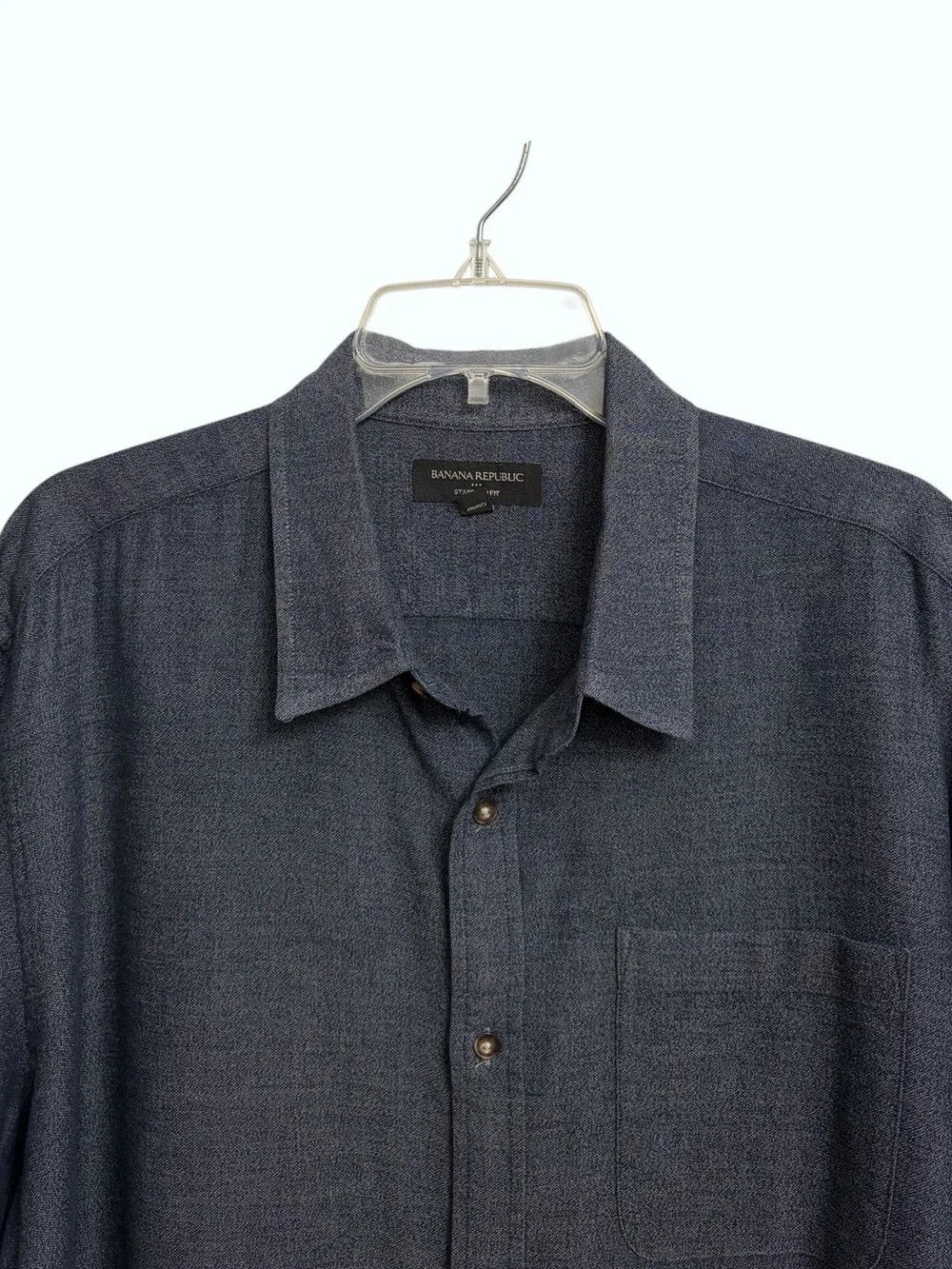 Banana Republic Camden Standard-Fit Shirt Men's XL Heather Blue Preppy Coastal